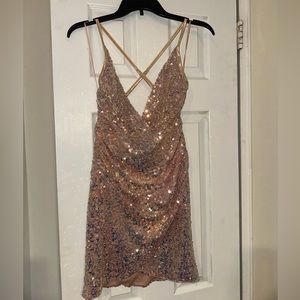Pink Sequin Mini Dress